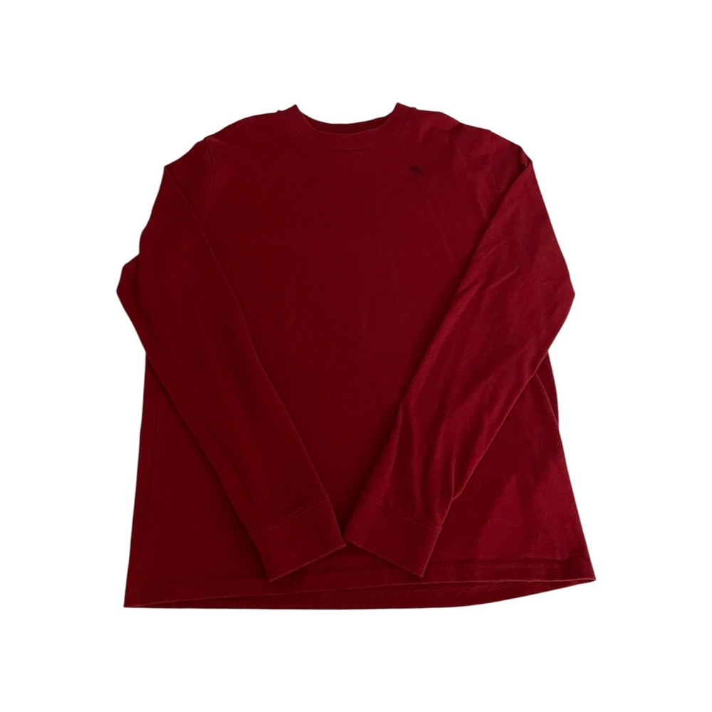 Abercrombie Kids Long Sleeve Shirt Kids 17/18 Maroon Embroidered Logo Crew Neck